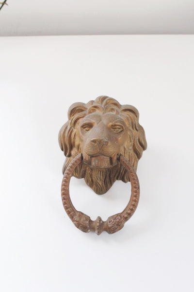 Vintage Heavy Brass Lion Head Door Knocker