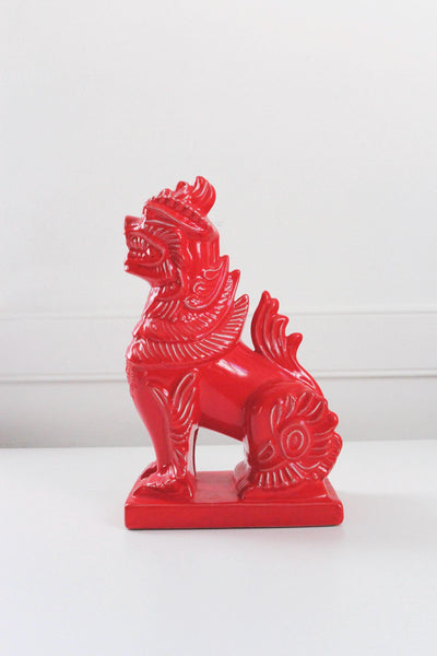 Vintage Arnel Red Foo Dog Chinese Guardian Lion Sculpture