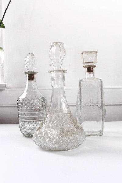 Vintage Mid Century Wine Liquor Glass Decanter Barware | Sold Individually