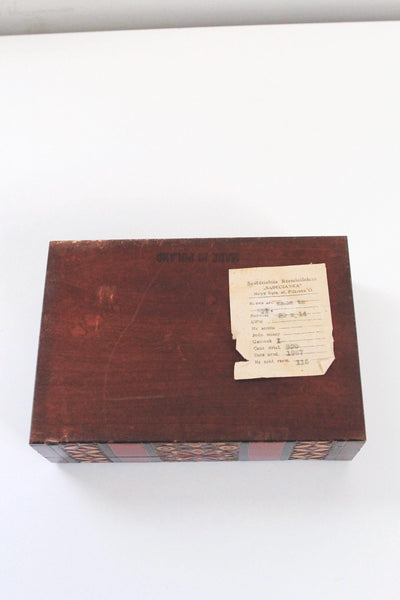 Vintage Polish Folk Art Wooden Trinket Box Floral Hinged Lid