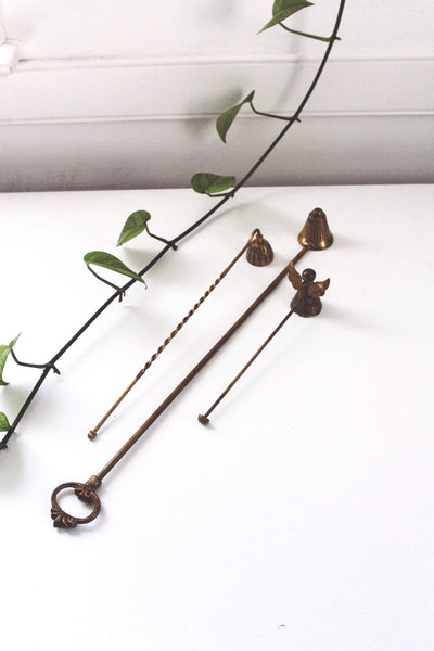 Vintage Antique Brass Candle Snuffer Bell Angle | Sold Individually