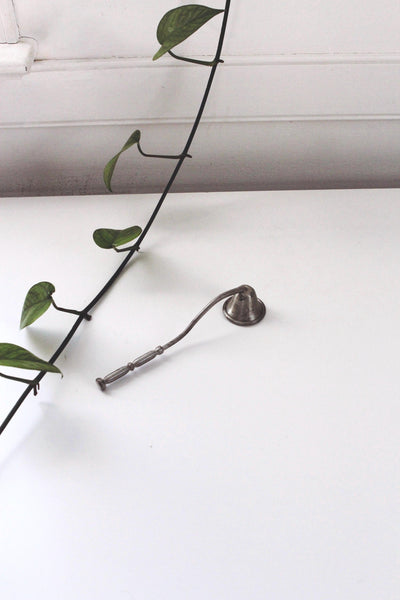 Vintage Antique Silver Iron Wood Bell Candle Snuffer
