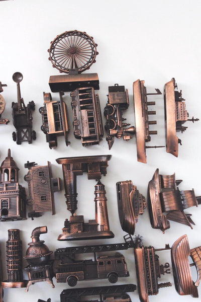 Vintage Miniature Die-Cast Metal Antique Copper Pencil Sharpeners