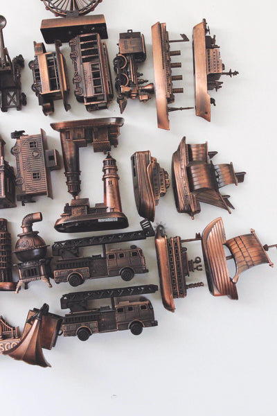 Vintage Miniature Die-Cast Metal Antique Copper Pencil Sharpeners