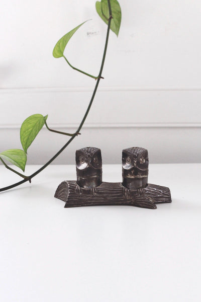 Vintage M.H. Silver-Plated Owl Salt Pepper Shaker Set