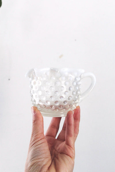 Vintage Fenton White Moonstone Opalescent Hobnail Glass Set