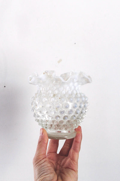 Vintage Fenton White Moonstone Opalescent Hobnail Glass Set