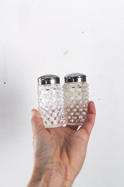Vintage Fenton White Moonstone Opalescent Hobnail Glass Set