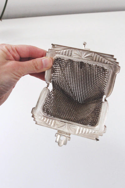 Vintage Antique 1920s Whiting & Davis Art Deco Enamel Mesh Purse