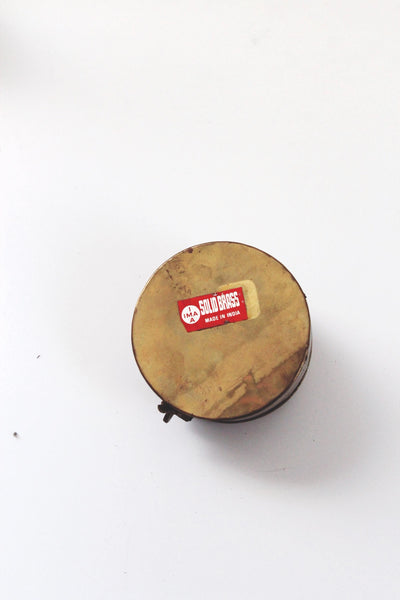 Vintage Round Pierced Brass Cricket Box Hinged Latch Trinket Box