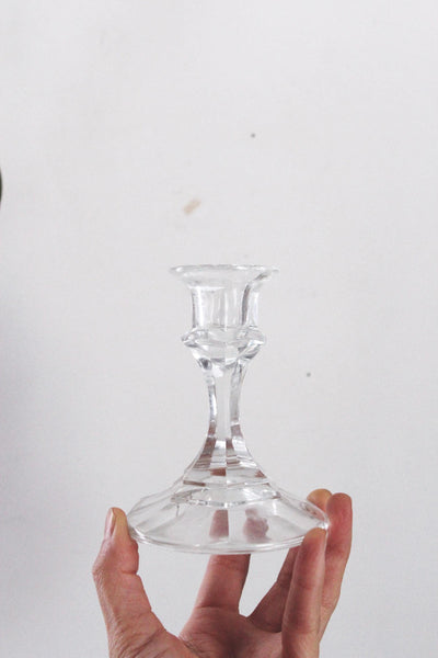 Vintage 24% Full Lead Crystal Glass Candle Holders Pair USA Made