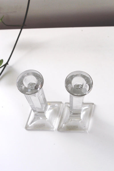 Vintage 24% Full Lead Crystal Tall Candle Holders Pair Austria