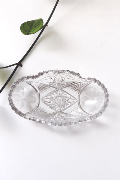 Antique ABP American Brilliant Cut Glass Oval Celery Relish Tray Dish