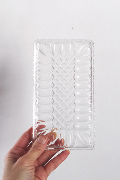 Vintage Federal Glass Windsor Pattern Clear Glass Rectangular Tray Trinket Dish