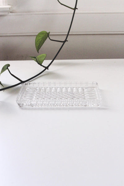 Vintage Federal Glass Windsor Pattern Clear Glass Rectangular Tray Trinket Dish