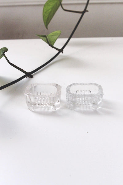 Vintage Pressed Glass Octagonal Salt Cellars Set