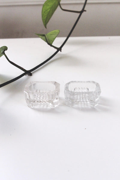 Vintage Pressed Glass Octagonal Salt Cellars Set