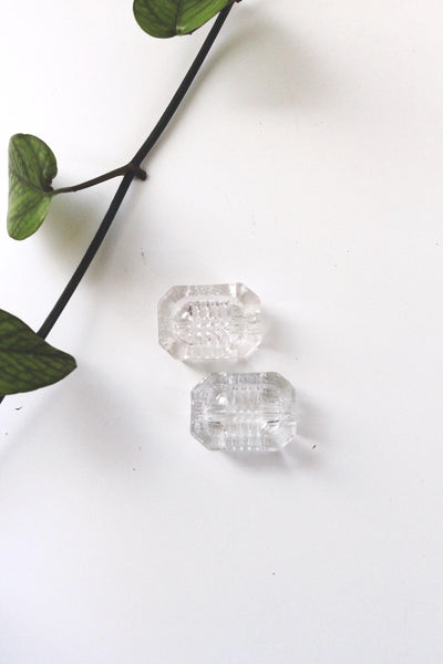 Vintage Pressed Glass Octagonal Salt Cellars Set