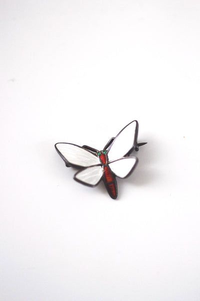 Vintage Einar Modahl Norway Sterling Enamel Butterfly Dragonfly Pin Brooch