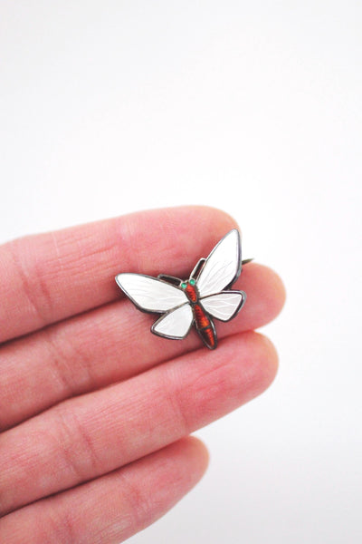 Vintage Einar Modahl Norway Sterling Enamel Butterfly Dragonfly Pin Brooch