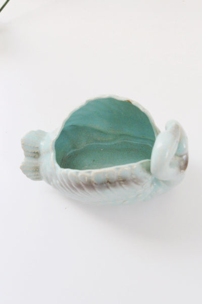 Vintage Miyata Ware Aqua Blue ceramic Double Swan Planter