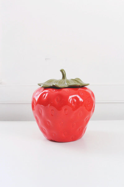 Vintage Metlox Ceramic Strawberry Cookie Jar Canister