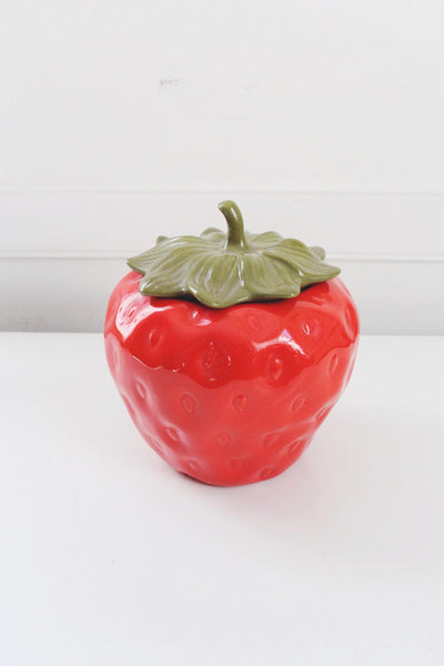 Vintage Metlox Ceramic Strawberry Cookie Jar Canister