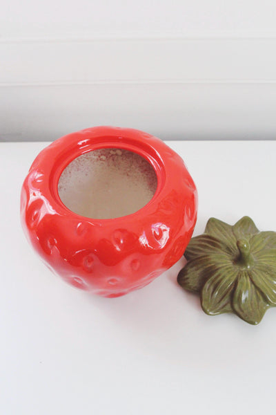 Vintage Metlox Ceramic Strawberry Cookie Jar Canister