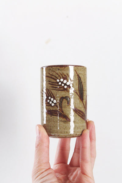 Vintage Hand Painted Wheat Otagiri Japan Stoneware Tumblers Cups