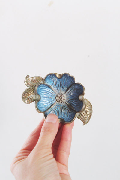 Vintage Enamel Dogwood Flower Trinket Dish