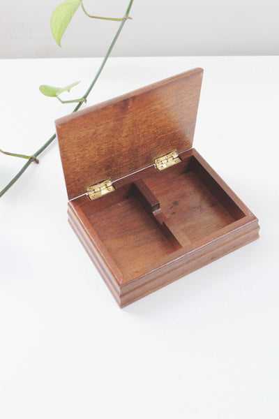 Vintage Wood Hand Painted Mallard Duck Card Jewelry Trinket Box