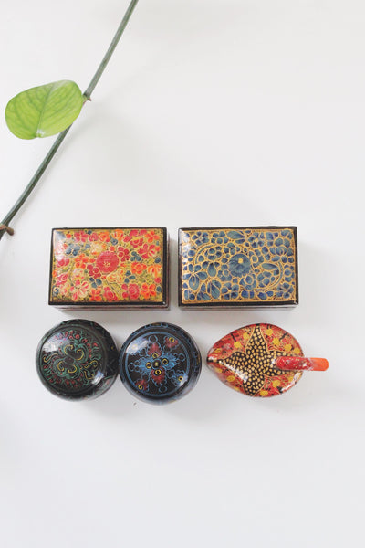 Vintage Kashmiri Hand Painted Paper Mache Duck Trinket Box