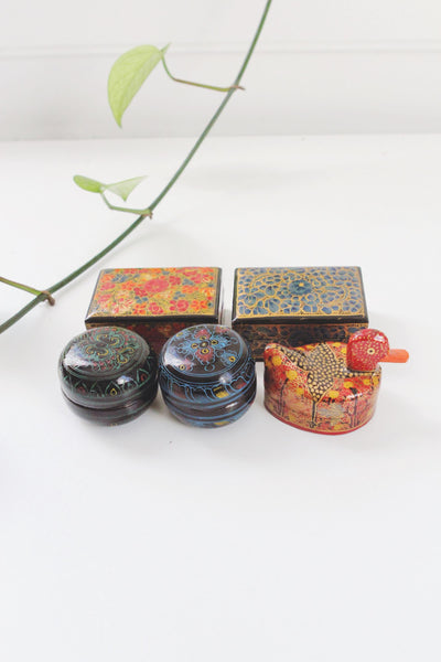 Vintage Kashmiri Hand Painted Paper Mache Duck Trinket Box