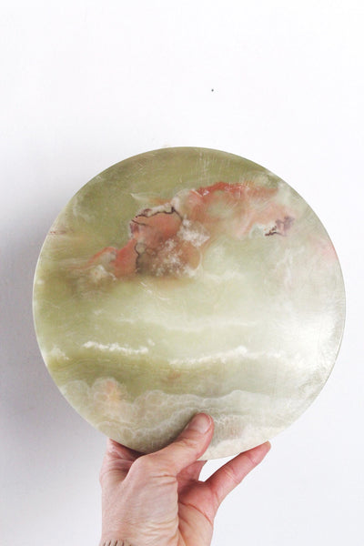 Vintage Onyx Marble Carved Catchall Plate Tray