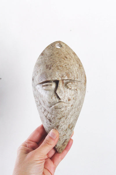 Vintage Stone Tribal Folk Art Mask Wall Hanging