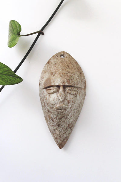 Vintage Stone Tribal Folk Art Mask Wall Hanging