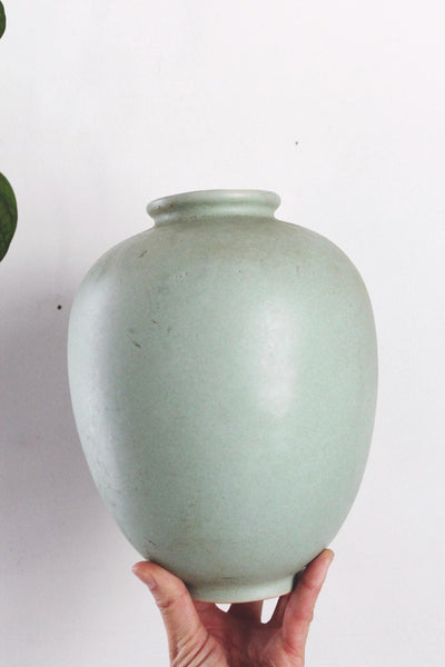 Vintage Hand Made Studio Pottery Sage Green Matte Glaze Ceramic Vase