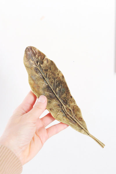 Vintage Cast Brass Tobacco Leaf Trinket Dish by Oskar Hansen
