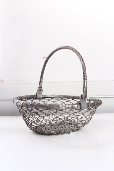 Vintage Metal Wire Industrial Style Handle Basket