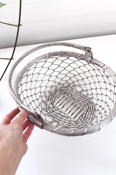 Vintage Metal Wire Industrial Style Handle Basket