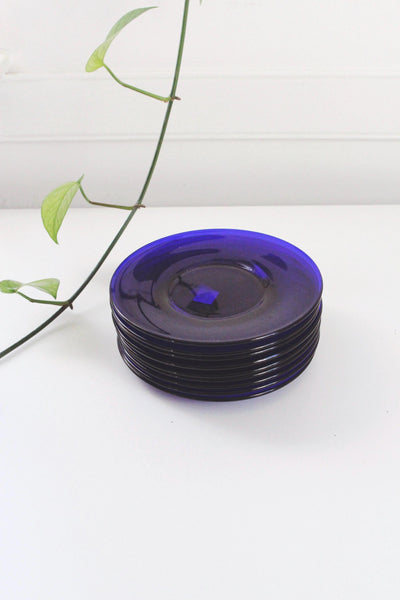 Vintage Cobalt Blue Glass Salad Dessert Plates | Sold Individually