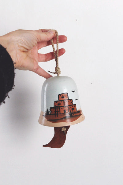 Vintage Southwestern Ceramic Pottery Bell Wind Chime
