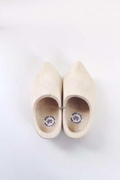 Miniature Hand Made Natural Finish Dutch Wooden Clogs Holland