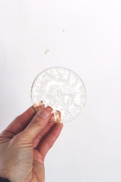 Vintage Solid Thick Clear Glass Sun Disc Paperweight | Sold Individually