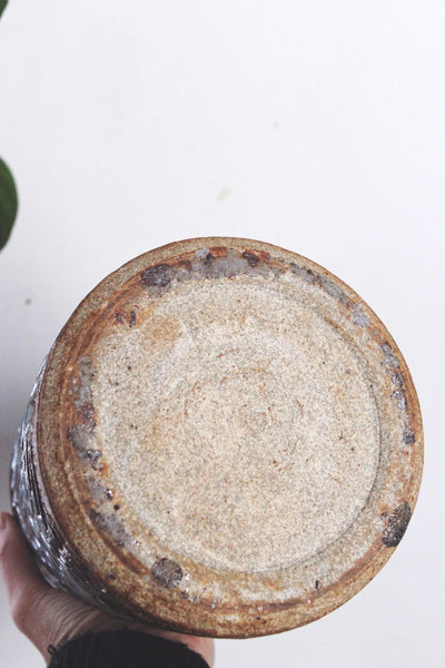 Hand Crafted Studio Pottery Blue Purple Scallop Planter Vase