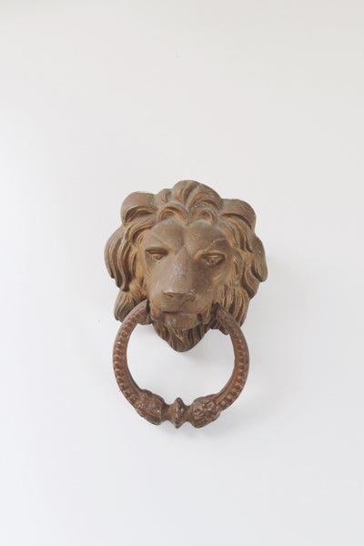 Vintage Heavy Brass Lion Head Door Knocker