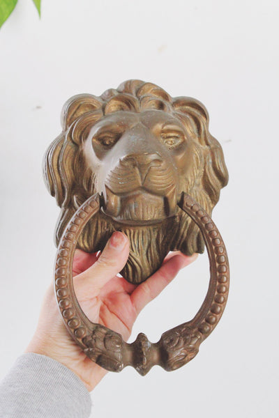 Vintage Heavy Brass Lion Head Door Knocker