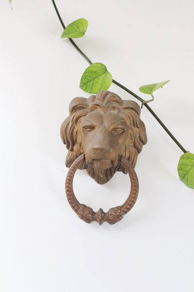 Vintage Heavy Brass Lion Head Door Knocker