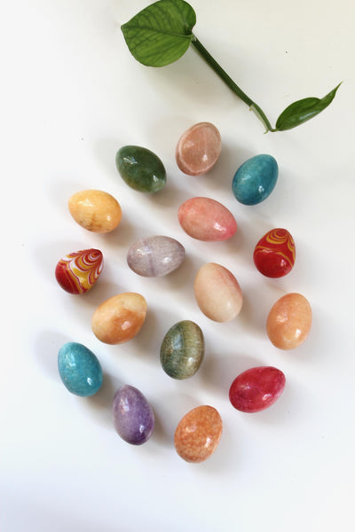 Vintage Mini Hand Carved Alabaster Marble Eggs | Sold Individually