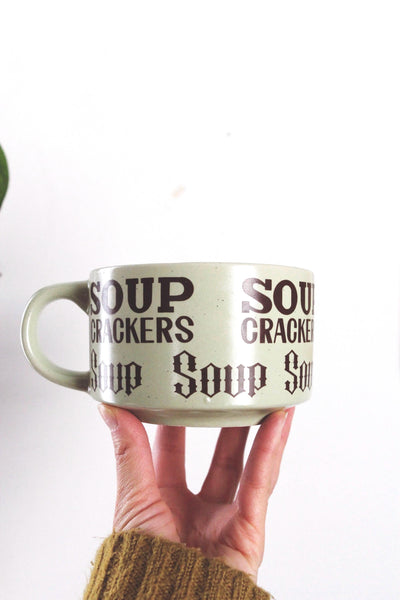 Vintage 1970's Soup & Crackers Stoneware Mug Bowl Japan | Sold Individually